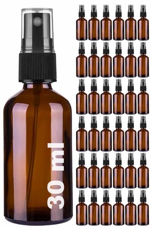 30 ml Amber Sprey Kapaklı Siyah Fısfıs Kolonya Dezenfektan Parfüm Cam Şişe (36)