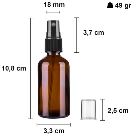 30 ml Amber Sprey Kapaklı Siyah Fısfıs Kolonya Dezenfektan Parfüm Cam Şişe (36)