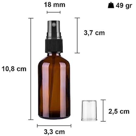 30 ml Amber Sprey Kapaklı Siyah Fısfıs Kolonya Dezenfektan Parfüm Cam Şişe (36)
