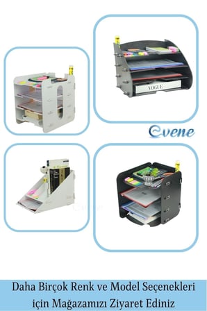 Evene Dosya Düzenleyici Masa Üstü Organizer Evrak Raflı Model 2, SİYAH