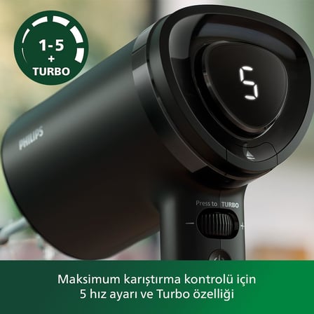 Philips 5000 Serisi Güçlü El Mikser Seti 500W, El Blender Aparatı, Doğrayıcı Aparatı, Ölçekli Akıllı Saklama Kabı, 5 Hız Ayarı ve Turbo, HR3781/20