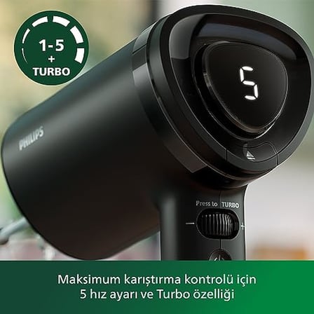 Philips 5000 Serisi Güçlü El Mikser Seti 500W, El Blender Aparatı, Doğrayıcı Aparatı, Ölçekli Akıllı Saklama Kabı, 5 Hız Ayarı ve Turbo, HR3781/20