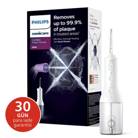 Philips Sonicare Power Flosser 3000 Kablosuz Ağız Duşu, Hızlı ve Etkili Diş Arası Temizliği, Quad St