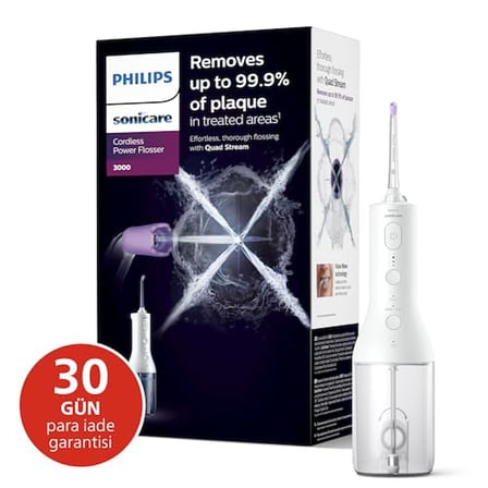 Philips Sonicare Power Flosser 3000 Kablosuz Ağız Duşu, Hızlı ve Etkili Diş Arası Temizliği, Quad St