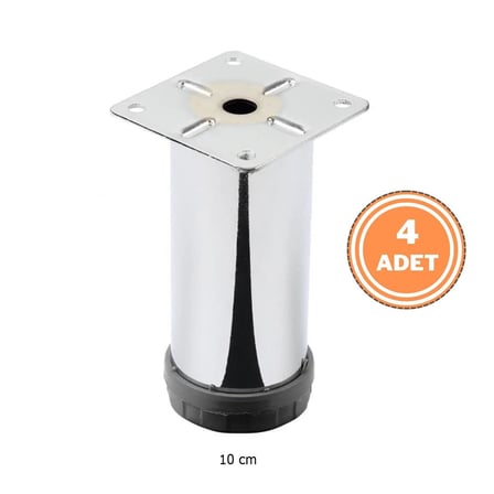 EYM 4 Adet Mobilya Ayağı Metal 10 cm Alttan Ayarlı 42 mm Krom Ayak