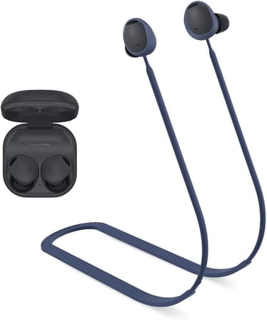 Coverzone Buds2 ile uyumlu/ Buds2 Pro ile uyumlu Yumuşak Güçlü Silikon Özel Kaymaz Tasarım Spor Kaybolmaya Karşı Kulaklık Aksesuarları Boyun ipi Lacivert