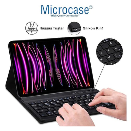 Microcase S9 11 inch Tablet Bluetooth Klavye ve Mouse + Standlı Kılıf - BKK6