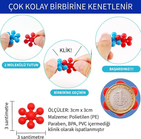 HAPPENS Master Molekül Eğitici Yaratıcı Oyuncak Kar Tanesi Yapı Taşları 5 Renk 120 Parça