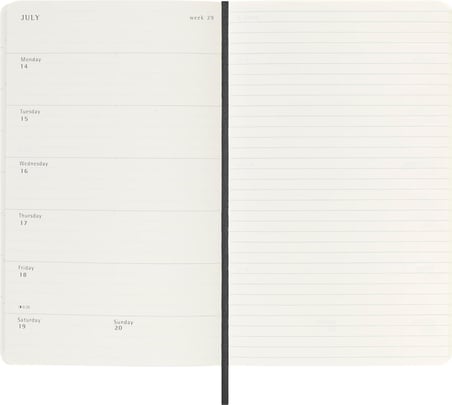 Moleskine Haftalık planlayıcı, 12 ay 2025 için notlar için yer sunan haftalık planlayıcı, yumuşak kapak ve elastik kilit, renk siyah, büyük format 13 x 21 cm