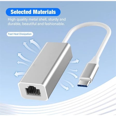 Coverzone Gigabit Type-C To Ethernet RJ45 Çevirici Kablolu İnternet Dönüştürücü 1000Mbps Macbook İle Uyumlu Notebook İle Uyumlu Alüminyum Kasa Tak Çalıştır USB-C To LAN Adaptörü RJ45 Tip-C ZR117