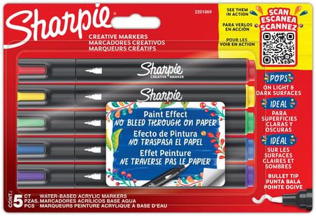 SHARPIE Creative Marker Kalemleri | Yuvarlak Uçlu Su Bazlı Kalemi | Mürekkep Kağıd