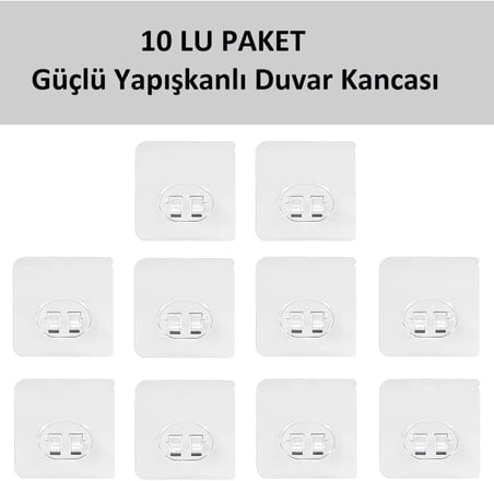 Alper Banyo 10'lu Güçlü Kendinden Yapışkanlı Kancalar, Köşe Rafı Duş Kancası, Su Geçirmez Askı Raf T