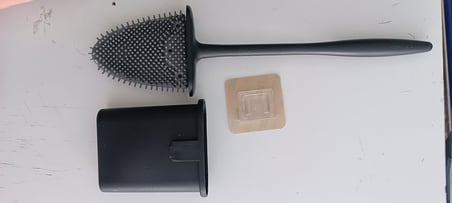 HAPPENS Tuvalet Fırçası Silikon Klozet WC Banyo Küvet Temizleme Fırçası Antibakteriyel Kolay Temizlenir Delmeden Duvara Monte Ürün boyutu: 36.5cm x 10cm x 4.1cm (Siyah)