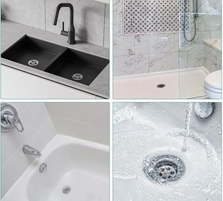 Busstier Tek Kullanımlık Banyo Gideri Süzgeci ve Yapışkanlı Mutfak Evye Çöp Ayırıcı Seti, Saç Kıl Tu