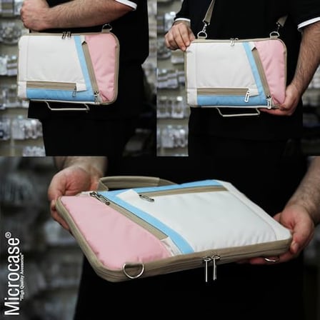 Microcase Huawei Matepad 11.5 inch Tabletler için Omuz Askılı El Tutacaklı Universal Sleeve Taşıma Çantası AL4346 Pembe Mavi Krem