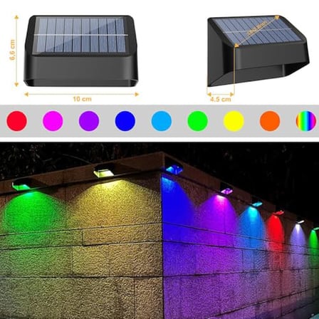 Greentech Güneş Enerjili 8 Renk Geçişli Duvar Aydınlatma (4 Adet) / GT-SL16