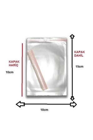 Şeffaf Bantlı (10x15 Cm) Parlak Jelatin Poşet (100 Adet) - Şeffaf Hediye Poşeti