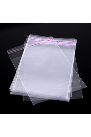 Şeffaf Bantlı (10x15 Cm) Parlak Jelatin Poşet (100 Adet) - Şeffaf Hediye Poşeti