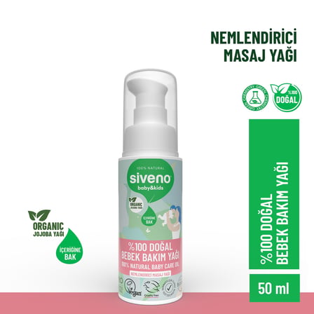 Siveno  Doğal Bebek Yağı Organik Jojoba Bakım Masaj Yağı Parafinsiz Bitkisel Vegan 50 Ml
