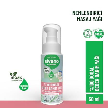 Siveno  Doğal Bebek Yağı Organik Jojoba Bakım Masaj Yağı Parafinsiz Bitkisel Vegan 50 Ml