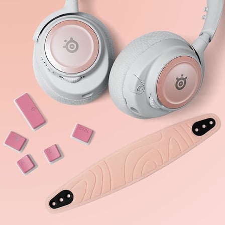 Steelseries Arctis Nova Booster Pack Rose Quartz - Oyun Kulaklığı Aksesuarı - İki Renkli Naylon Kafa Bandı - Benzersiz Metalik Hoparlör Plakası İmitasyon Parçası ile Kişisel