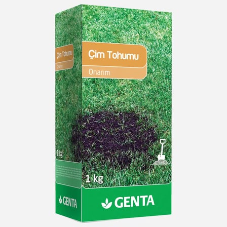 Genta Onarım Çim Tohumu 1 Kg - Bakım Çim Gübresi 1 kg - Çim Onarım Paketi