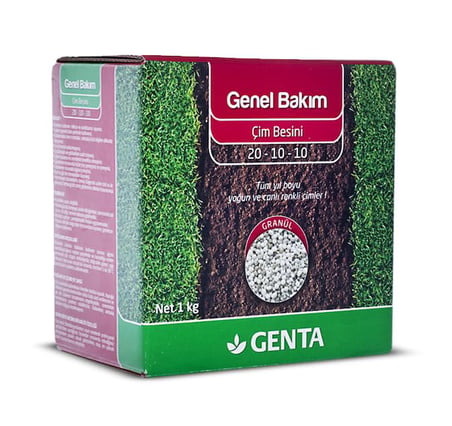 Genta Onarım Çim Tohumu 1 Kg - Bakım Çim Gübresi 1 kg - Çim Onarım Paketi