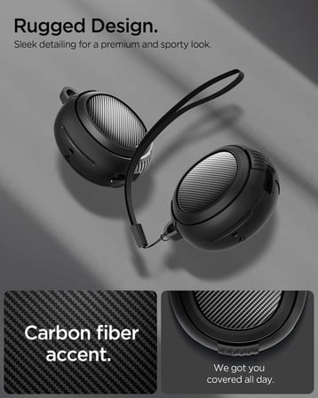 Spigen Audio TWS P10 ile Uyumlu Kulaklık Kılıfı Rugged Armor Üst Düzey Koruma Siyah Karbon Kapak - ACS07965 (Spigen TR Garantili)
