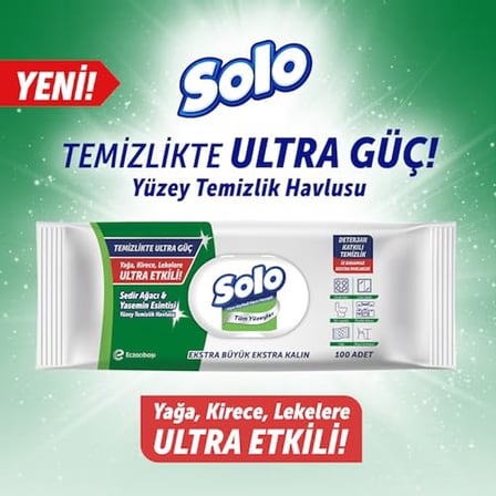 SOLO Yüzey Temizleme Mendili Ultra Güç Sedir  Yasemin, 100 Yaprak