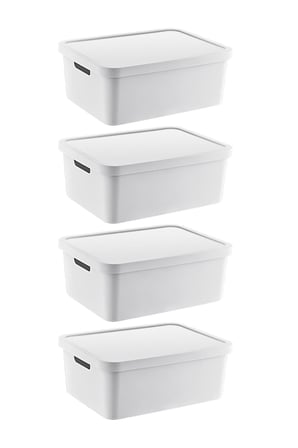 Smartware 4'Lü Set Stafi Çok Amaçlı Kapaklı Kutu Beyaz 12 LT - BEYAZ, Çok Amaçlı Kapaklı Kutu, Ev-Ofis-Depo İçin, Kapaklı Saklama Kutusu