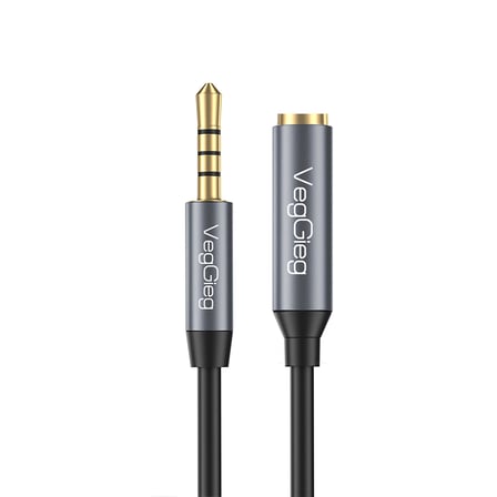 VegGieg 3.5mm TRSS Aux Kulaklık Mikrofon Ses Uzatma Kablosu 2 Metre