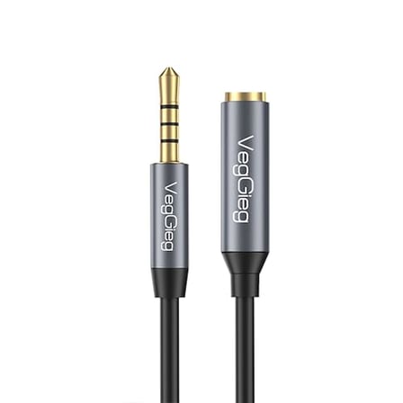 VegGieg 3.5mm TRSS Aux Kulaklık Mikrofon Ses Uzatma Kablosu 2 Metre