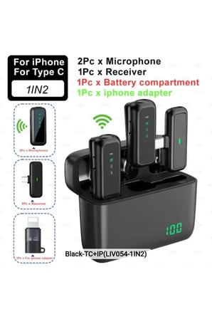 COMSE Sx6 Iphone Ve Type-c Uyumlu Kablosuz Yaka Mikrofonu Göstergeli Led Şarj Kutulu Gürültü Azaltma