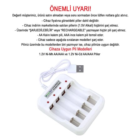Greentech Pil Şarj Cihazı (Dört Yuvalı) - 1.2V Ni-Mh/Ni-Cd AA/AAA/GT-BC04