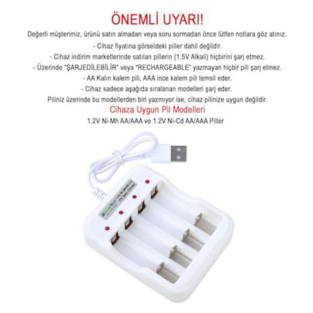 Greentech Pil Şarj Cihazı (Dört Yuvalı) - 1.2V Ni-Mh/Ni-Cd AA/AAA/GT-BC04