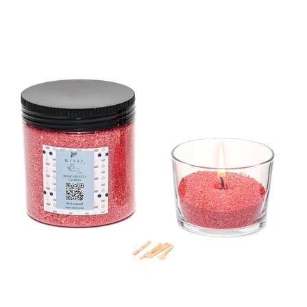 Garden Rose-Pudra Kokulu Pembe Yaratıcı İnci Tozu Mum (30 adet fitil ile birlikte)-250 gr