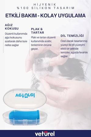 Köpek Diş Fırçası 360 Yumuşak Parmak Fırça Gıda Silikon Fırça Tartar Hijyenik Saklama Kutulu