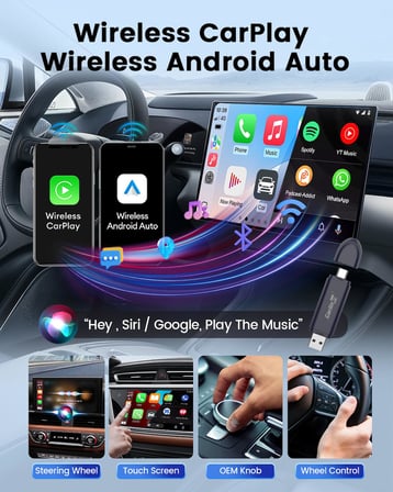 Carlinkit Mini SE Pro Kablosuz CarPlay Adaptörü/Kablosuz Android oto Adaptörü, Yüksek Dereceli Dayan