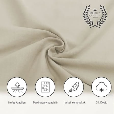 %100 Pamuk Penye, Lastikli Full Kenar Bebek Çarşafı – Oeko-tex Sertifikalı, Yumuşak ve Nefes Alabilir, Organik Pamuk, Anne Yanı, Çocuk Beşik Çarşafı (Bej)