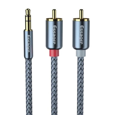 Essager Pro Series 3 Metre 3.5MM Jack to RCA Stereo Ses Sistemi Kablosu, Amfi, Hoparlör, TV Ses Sist