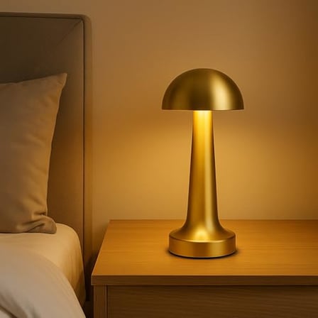 Gold Şarjlı Dokunmatik Masa Lambası - LED Işıklı, 3 Renk Seçeneği, Taşınabilir ve USB Şarjlı,