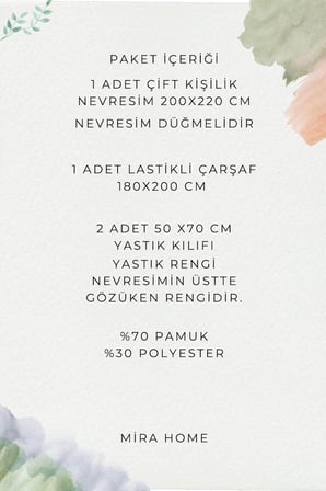 Çift Kişilik Nevresim Takımı Pamuklu Çift Taraflı Lastikli Çarşaflı Hardal