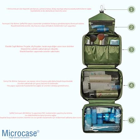 Microcase Seyahat ve Günlük Kullanım İçin Pratik Asılabilir Çok Bölmeli Organizer Çanta - AL5112