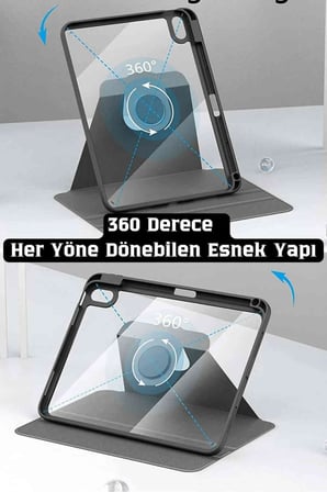 iPad Air 11 2025 M3 Çip ile Uyumlu 360° Dönebilen Yatay Dikey Standlı Fuchsia Pino Tablet Kılıfı