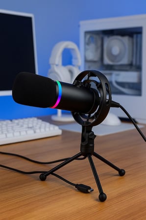 Coverzone RGB Profesyonel Stüdyo Mikrofon USB/XLR Çift Modlu Podcast Dinamik Mikrofon Masaüstü Canlı Yayın Mikrofonu PC USB, Oyun, Podcast, , Yayın, Mac, Winows ile Uyumlu Q1