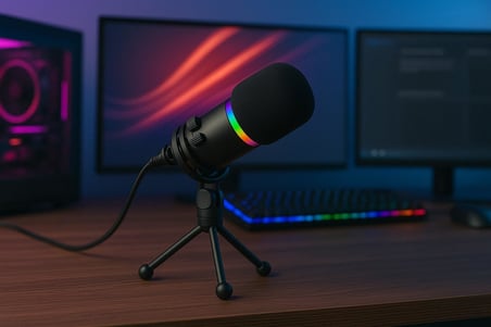 Coverzone RGB Profesyonel Stüdyo Mikrofon USB/XLR Çift Modlu Podcast Dinamik Mikrofon Masaüstü Canlı Yayın Mikrofonu PC USB, Oyun, Podcast, , Yayın, Mac, Winows ile Uyumlu Q1