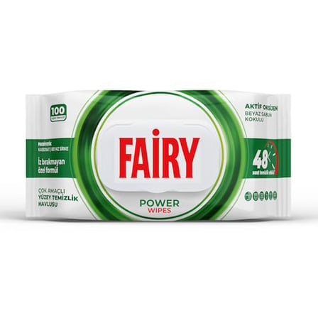 Fairy Çok Amaçlı Yüzey Temizlik Havlusu 100 Yaprak | Beyaz Sabun | Beyaz Sirke  Karbonat | 48 Saat