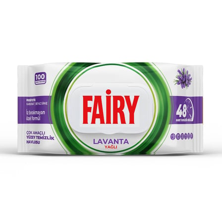 Fairy Çok Amaçlı Yüzey Temizlik Havlusu 100 Yaprak | Lavanta Yağlı | Beyaz Sirke & Karbonat | 48 Saat Temizlik Etkili | İz Bırakmayan Formül