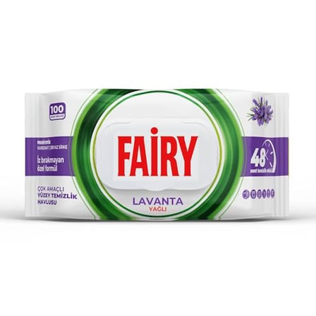Fairy Çok Amaçlı Yüzey Temizlik Havlusu 100 Yaprak | Lavanta Yağlı | Beyaz Sirke & Karbonat | 48 Saat Temizlik Etkili | İz Bırakmayan Formül