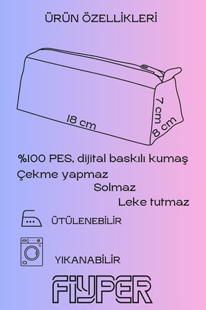 Etnik Desenli Astarlı Yıkanabilir Bez Kalemlik Kalem Kutusu Makyaj Çantası Çok Renkli Fypr6343K03Oz